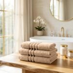 3 Pack Stripe Cotton Towel Sets - Beige