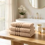 3 Pack Stripe Cotton Towel Sets - Beige