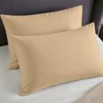 2 Pack Soft Plain Dyed Pillowcases - Beige - Image 2