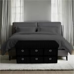 Large Ribbed Storage Boxes with Lid - Black
