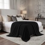 Popcorn Fleece Throw Blanket - Black
