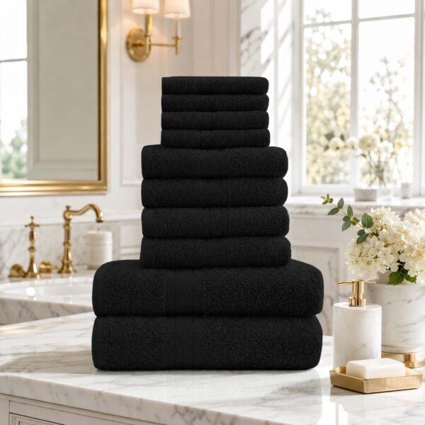 10 Piece Super Absorbent Towel Bale Set - Black