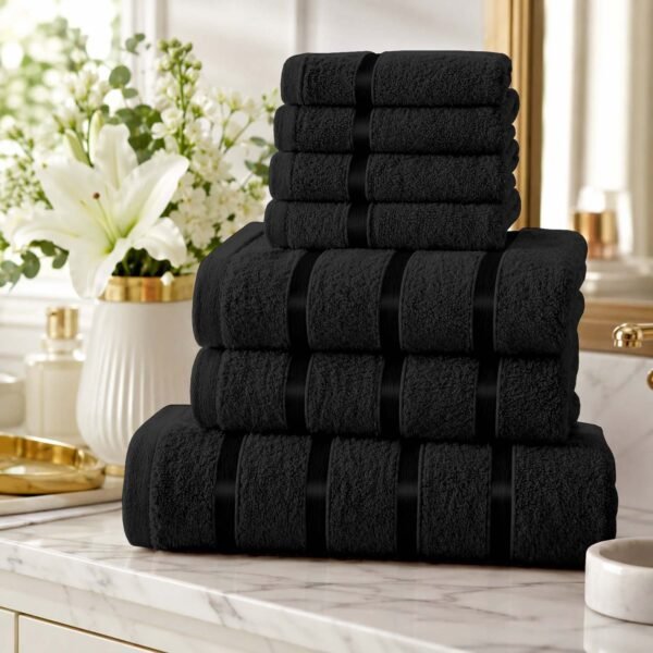 8 Piece Ultra Soft Cotton Towel Bale Set - Black