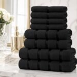 8 Piece Ultra Soft Cotton Towel Bale Set - Black
