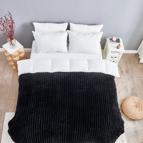 Luxury Ribbed Fleece Throw - Black