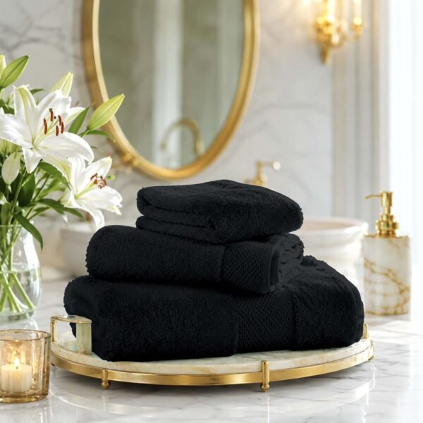 Ultra Soft Plush Absorbent Towel Set - Black