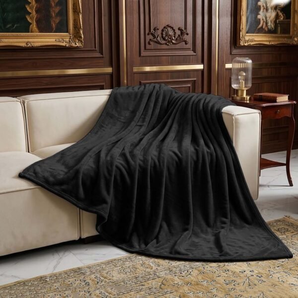 Luxury Plush Fur Throw - Black