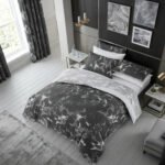 Luxury Marble Print Duvet Cover Set - Black