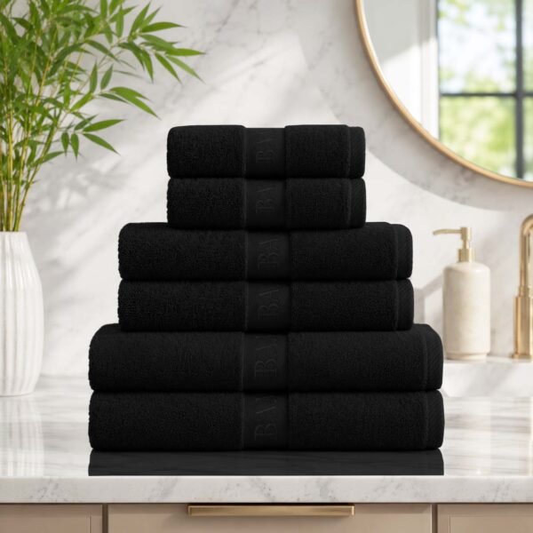 Highly Absorbent Soft Bamboo Towel Set - Black