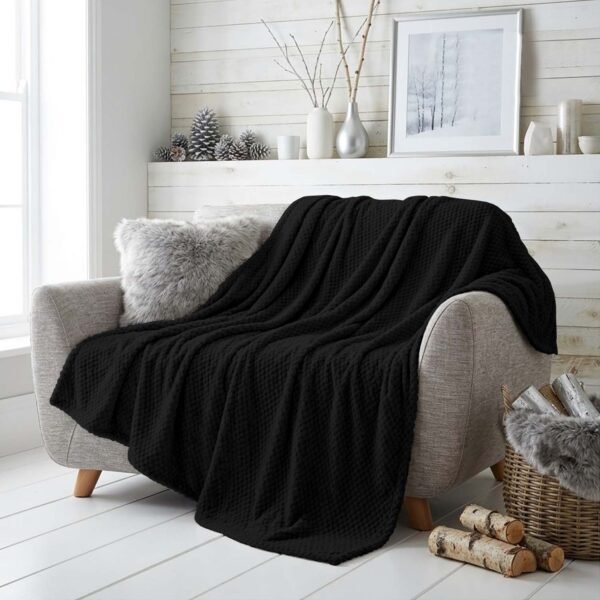 Popcorn Fleece Throw Blanket - Black