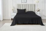 4 Piece Soft Plain Bed Sheet Set - Black