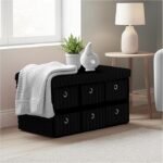 Large Ribbed Storage Boxes with Lid - Black