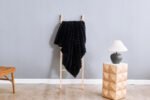 Luxury Ribbed Fleece Throw - Black - Image 6