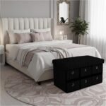 Large Ribbed Storage Boxes with Lid - Black