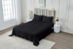 4 Piece Soft Plain Bed Sheet Set - Black