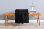 Luxury Ribbed Fleece Throw - Black - Image 5