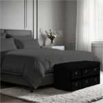 Large Ribbed Storage Boxes with Lid - Black