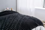 Luxury Ribbed Fleece Throw - Black - Image 2