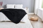 Luxury Ribbed Fleece Throw - Black - Image 4