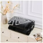 Luxury Greek Key Fleece Blanket - Black/White - Image 2