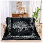 Luxury Greek Key Fleece Blanket - Black/White - Image 3