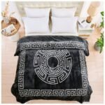 Luxury Greek Key Fleece Blanket Black/White
