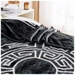 Luxury Greek Key Fleece Blanket - Black/White - Image 4