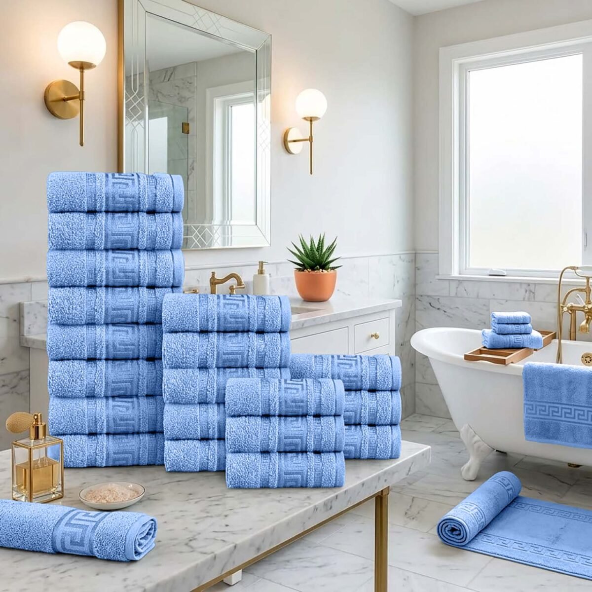 20 Piece Luxury Cotton Greek Towel Bale Set - Blue