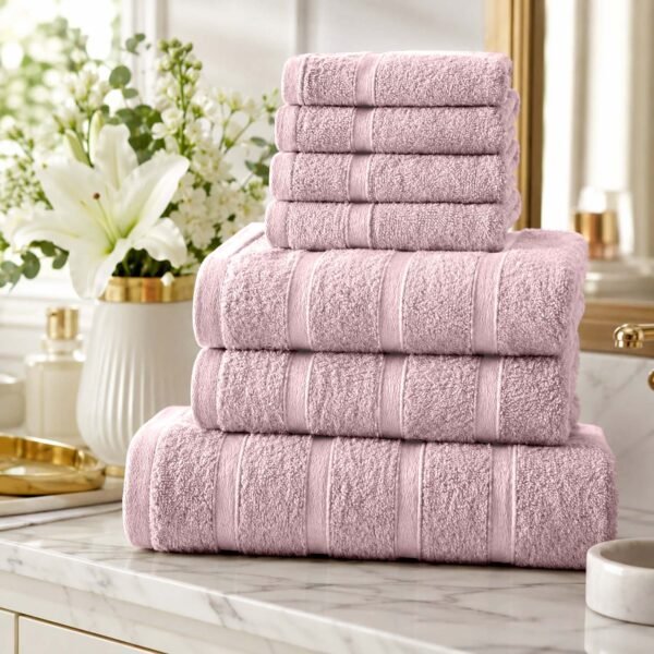 8 Piece Ultra Soft Cotton Towel Bale Set - Blush Pink
