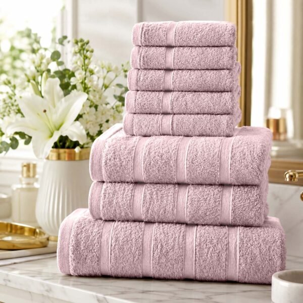 8 Piece Ultra Soft Cotton Towel Bale Set - Blush Pink
