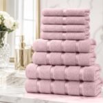 8 Piece Ultra Soft Cotton Towel Bale Set - Blush Pink