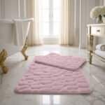 Luxury Pebbles Bathroom Mat 2 Piece - Blush Pink