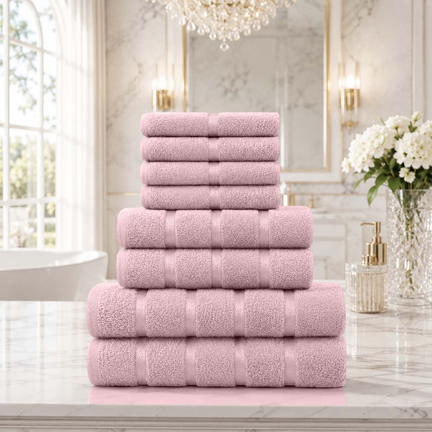 Blush Pink 2 8 Piece Ultra Soft Cotton Towel Bale Set - Blush Pink