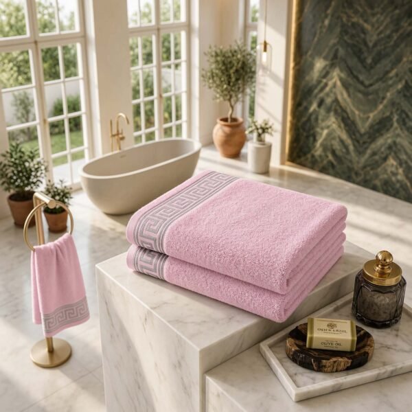 Soft 500 GSM Absorbent Cotton Towels - Blush Pink