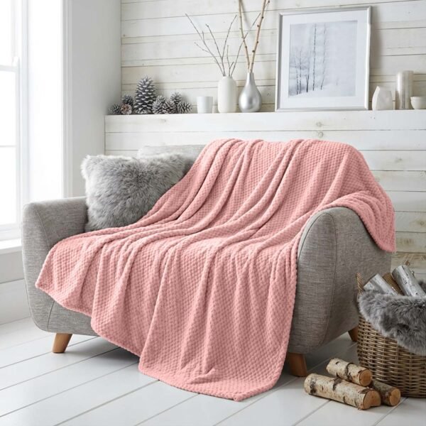 Popcorn Fleece Throw Blanket - Blush Pink