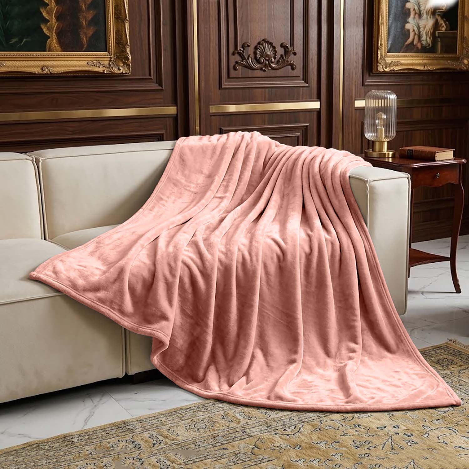 Blush Pink 2 Mink Fur Throw - Blush Pink