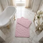 Luxury Pebbles Bathroom Mat 2 Piece - Blush Pink