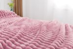 Luxury Ribbed Fleece Throw - Blush Pink - Image 3