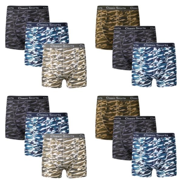12 Pack Camo Classic Boxer Shorts - Multi