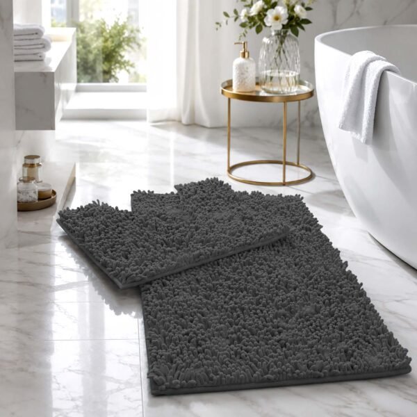 2Piece Loop Bath Mat Set - Charcoal