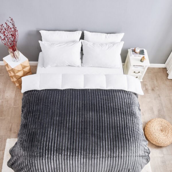 Luxury Ribbed Fleece Throw - Charcoal