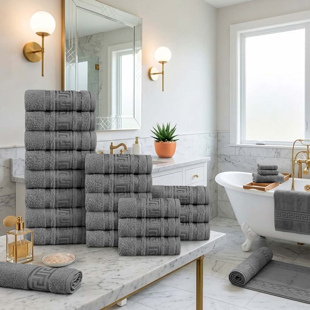 20 Piece Luxury Cotton Greek Towel Bale Set - Charcoal