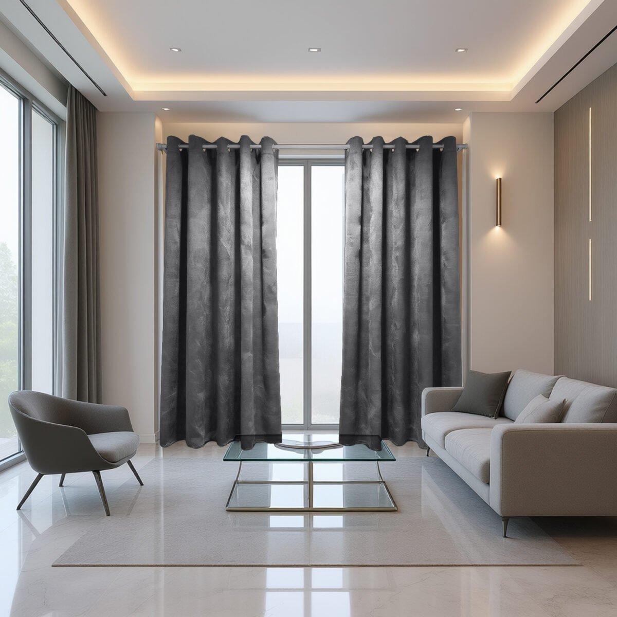 Horizon Stripe Blackout Curtains - Charcoal