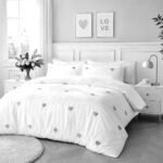 Fancy Embroidered Duvet Cover Set Hearts - Charcoal