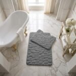 Luxury Pebbles Bathroom Mat 2 Piece - Charcoal