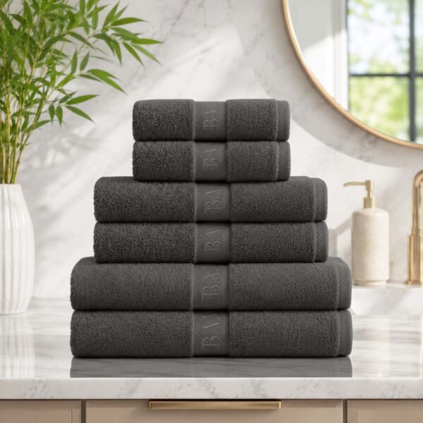 Highly Absorbent Soft Bamboo Towel Set - Charcoal