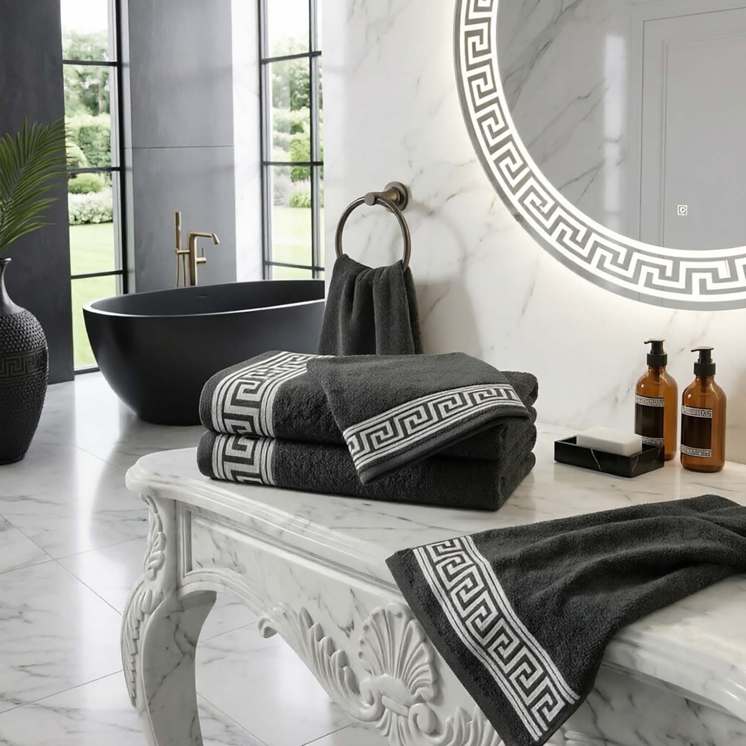 Charcoal 2 Soft 500 GSM Absorbent Cotton Towels - Charcoal