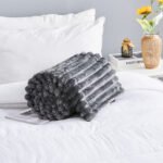 Luxury Ribbed Fleece Throw - Charcoal - Image 7