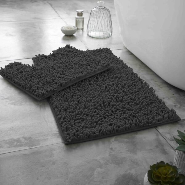 2Piece Loop Bath Mat Set - Charcoal
