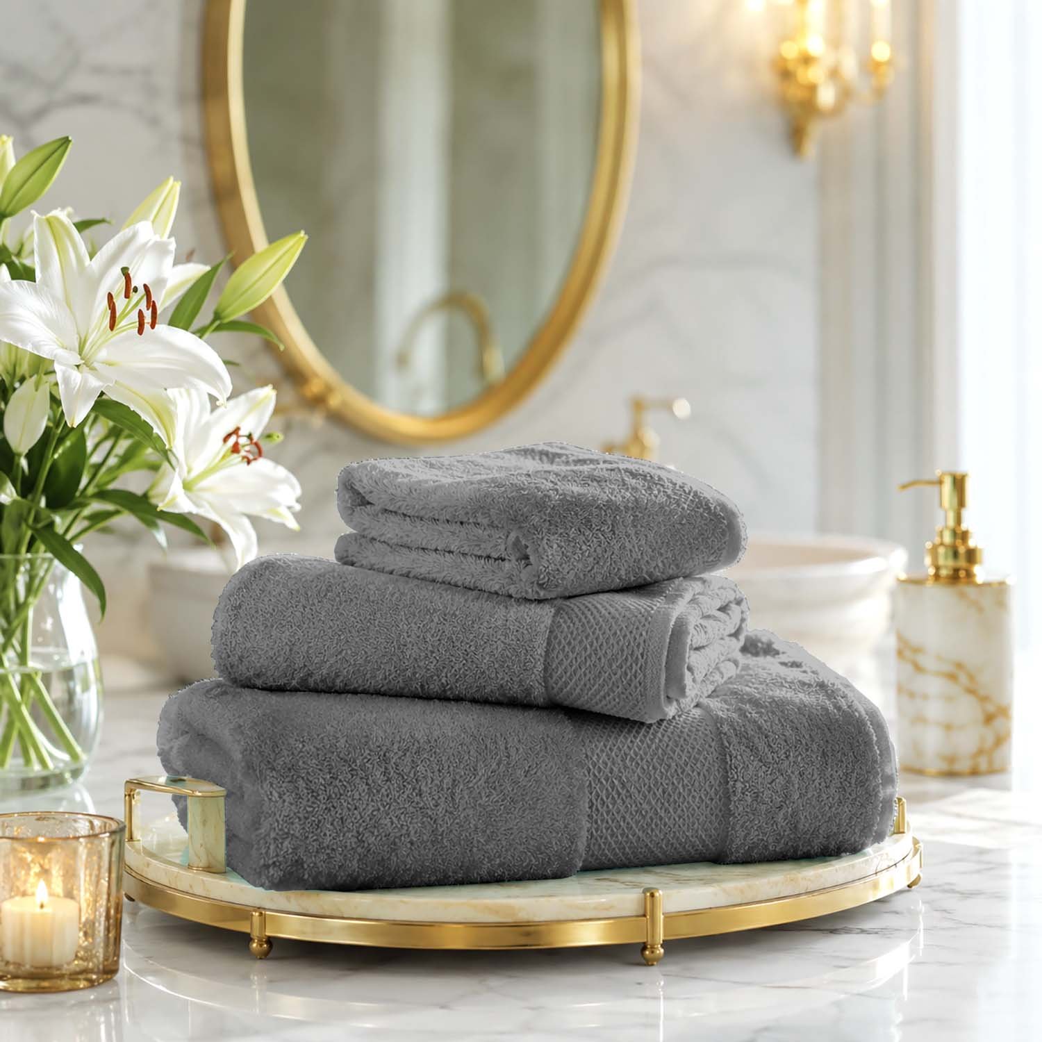 Charcoal-Grey 1 Ultra Soft Plush Absorbent Towel Set - Charcoal